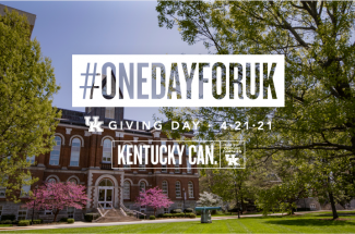 Photo of campus with the text "One day for UK" overlaid